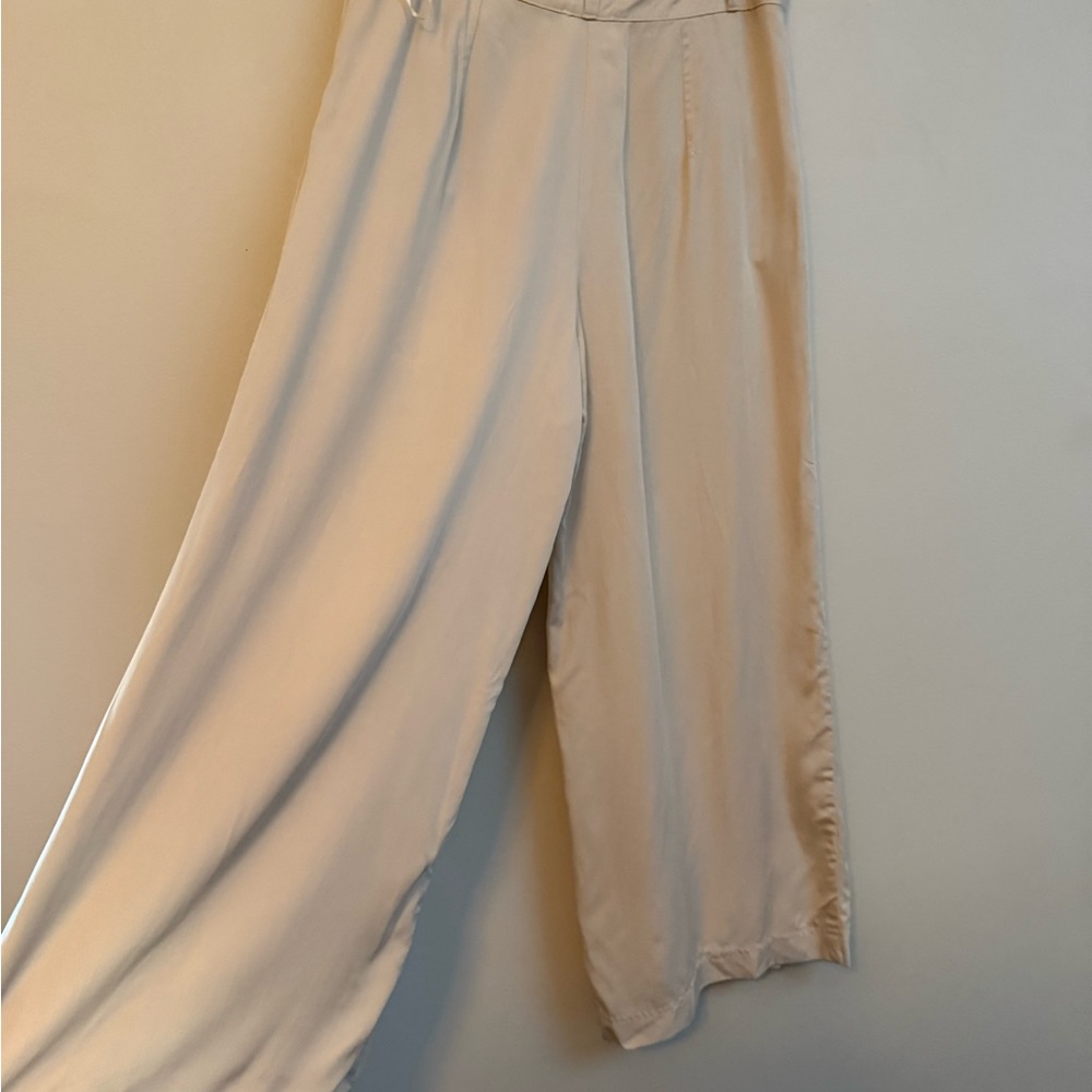 Beige Wide Leg High Rise Trousers - Picture 3 of 5
